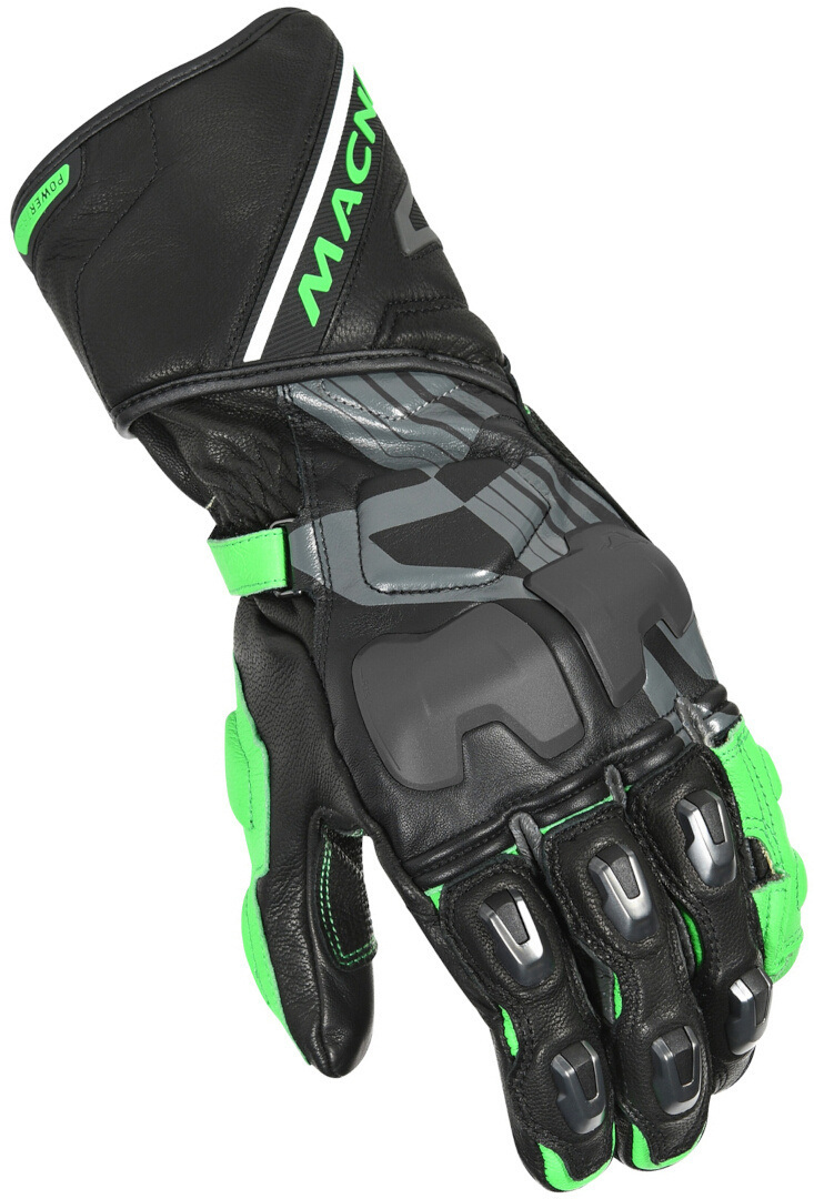 Macna Power Track Motorrad Handschuhe, schwarz-grün, Größe 3XL, schwarz-grün, Größe 3XL
