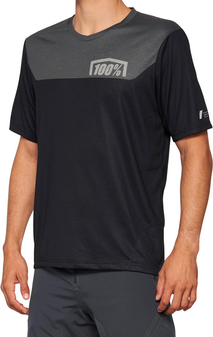 100% Airmatic Short Sleeve Bicycle Jersey, black-grey, Size S for Men-image-1388380863