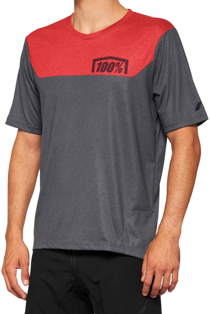 100% Airmatic Short Sleeve Bicycle Jersey, grey-red, Size XL for Men-image-1388380887