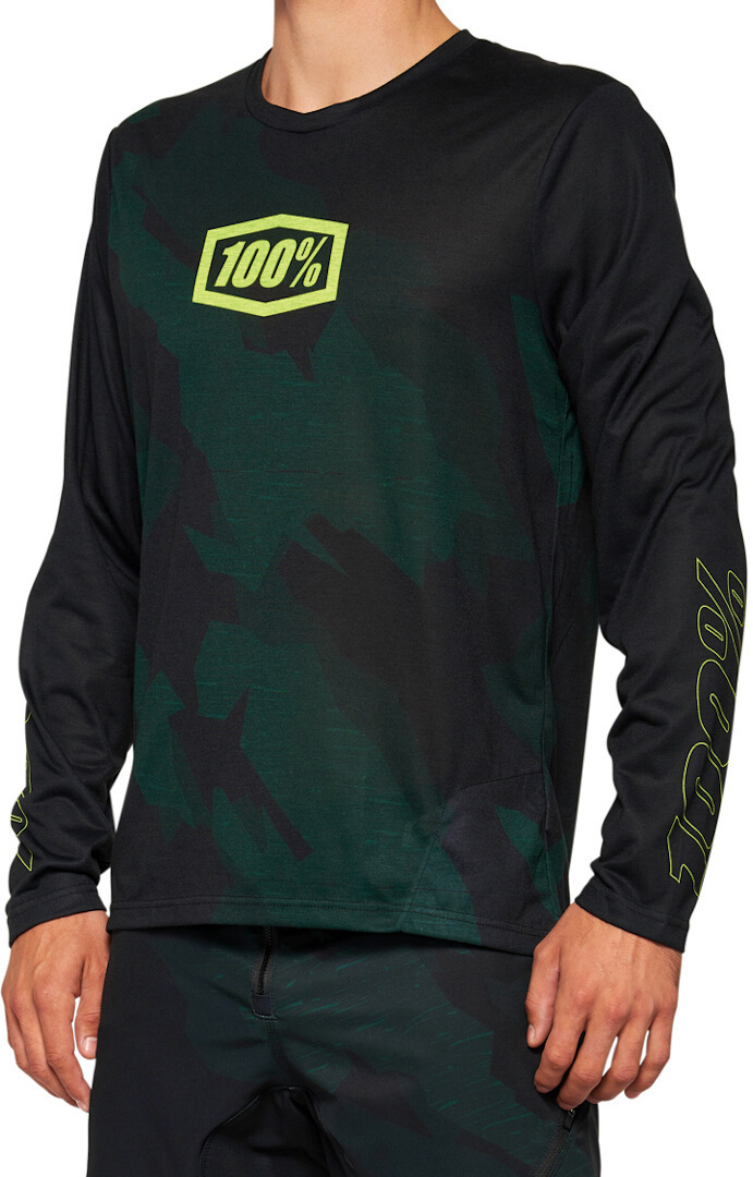 100% Airmatic LE Longsleeve Bicycle Jersey, black-green, Size S for Men-image-722644025