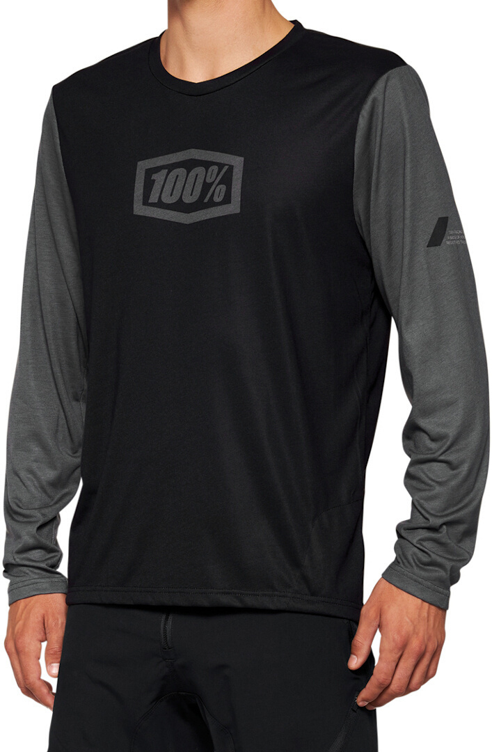 100% Airmatic Longsleeve Bicycle Jersey, black-grey, Size S for Men-image-1077384939