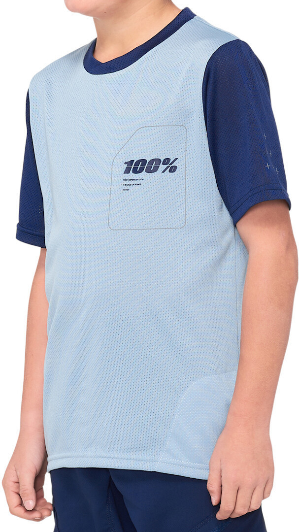 100% Ridecamp Youth Short Sleeve Bicycle Jersey, blue, Size S-image-788412011