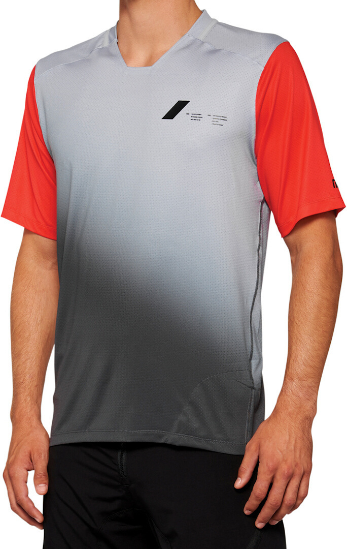 100% Celium Short Sleeve Bicycle Jersey, grey-red, Size XL for Men-image-425482287