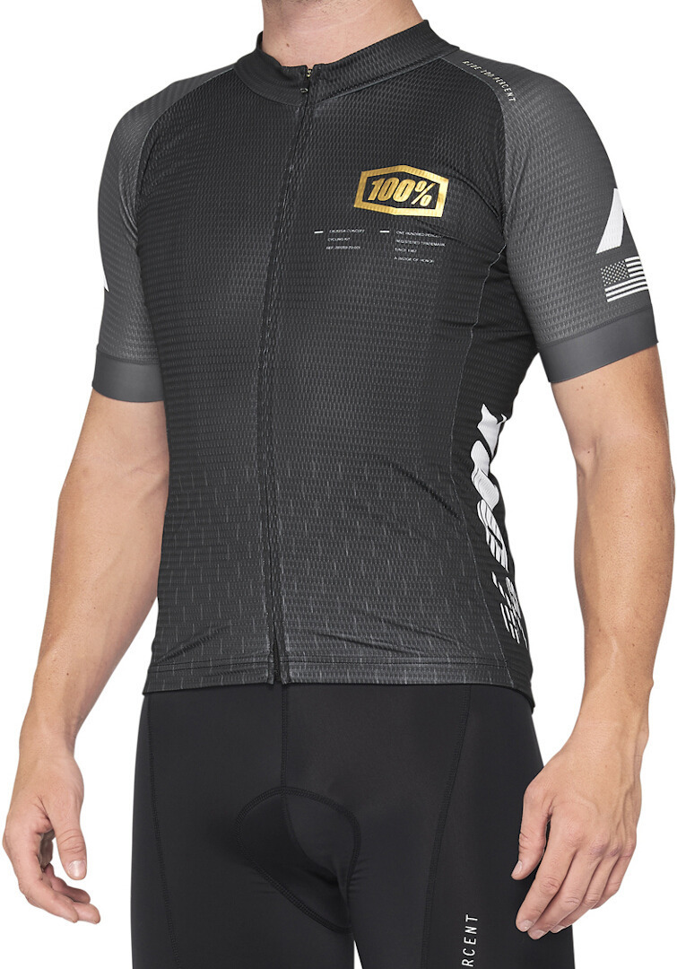100% Exceeda Short Sleeve Bicycle Jersey, black-grey, Size L for Men-image-678836255