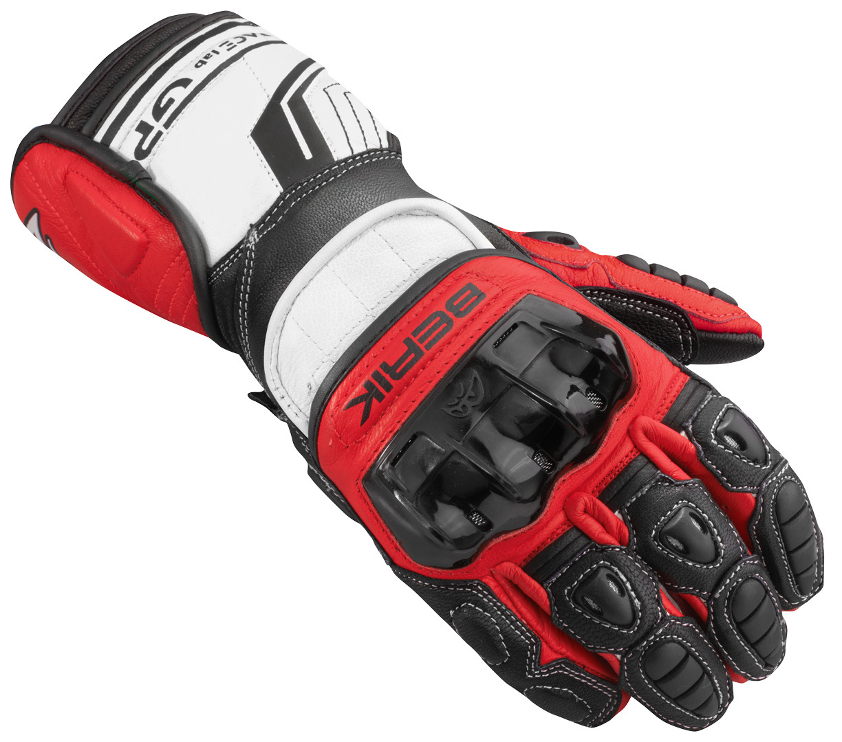 Berik Track Pro Motorcycle Gloves, black-white-red, Size M, black-white-red, Size M