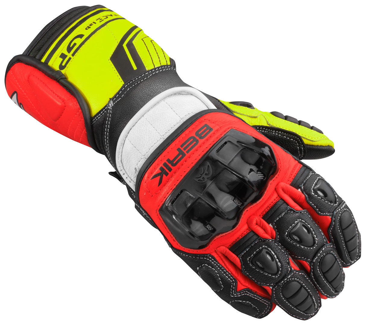 Berik Track Pro Motorcycle Gloves, black-red-yellow, Size S, S Black Red Yellow unisex