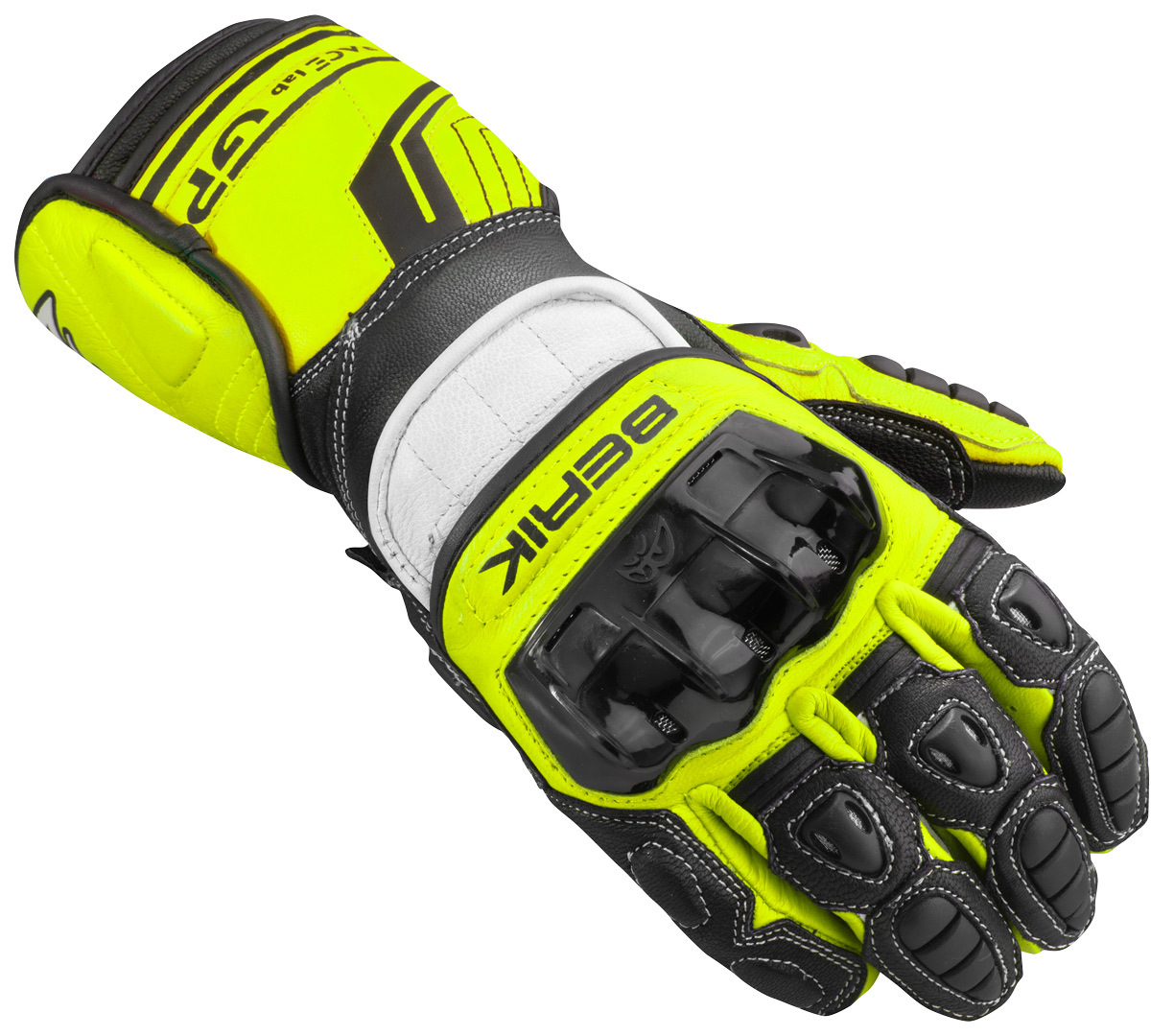 Berik Track Pro Motorcycle Gloves, black-white-yellow, Size S, S Black White Yellow unisex