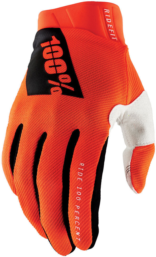 100% Ridefit Bicycle Gloves, white-orange, Size S, white-orange, Size S