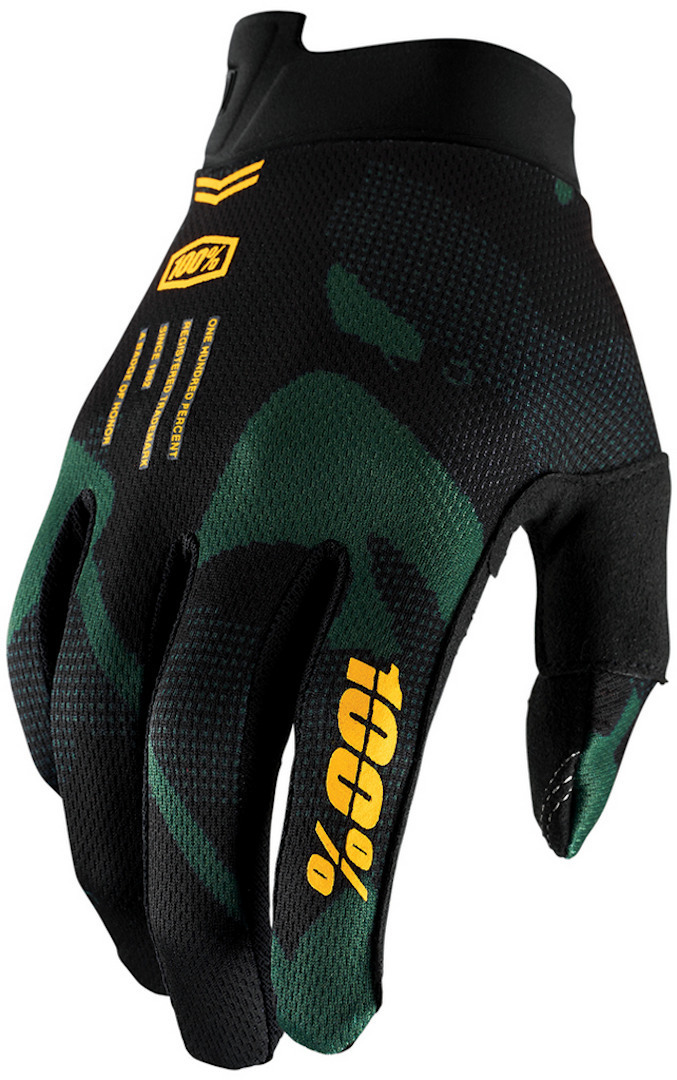 100% iTrack Sentinel Bicycle Gloves, black-green, Size S, black-green, Size S