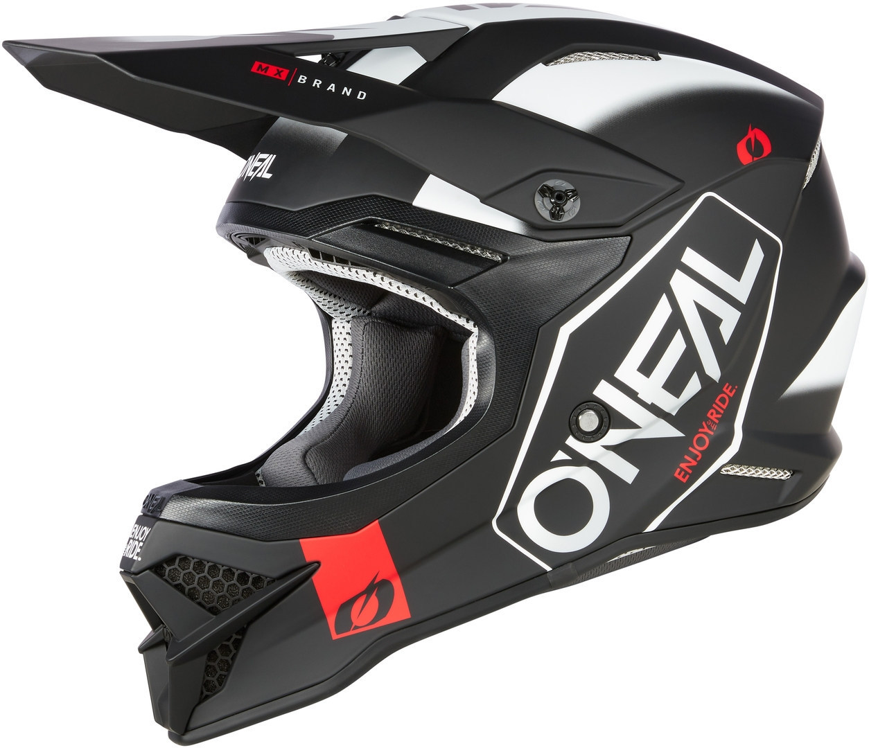 Oneal 3Series Hexx Motocross Helmet, black-white, Size XS, black-white, Size XS