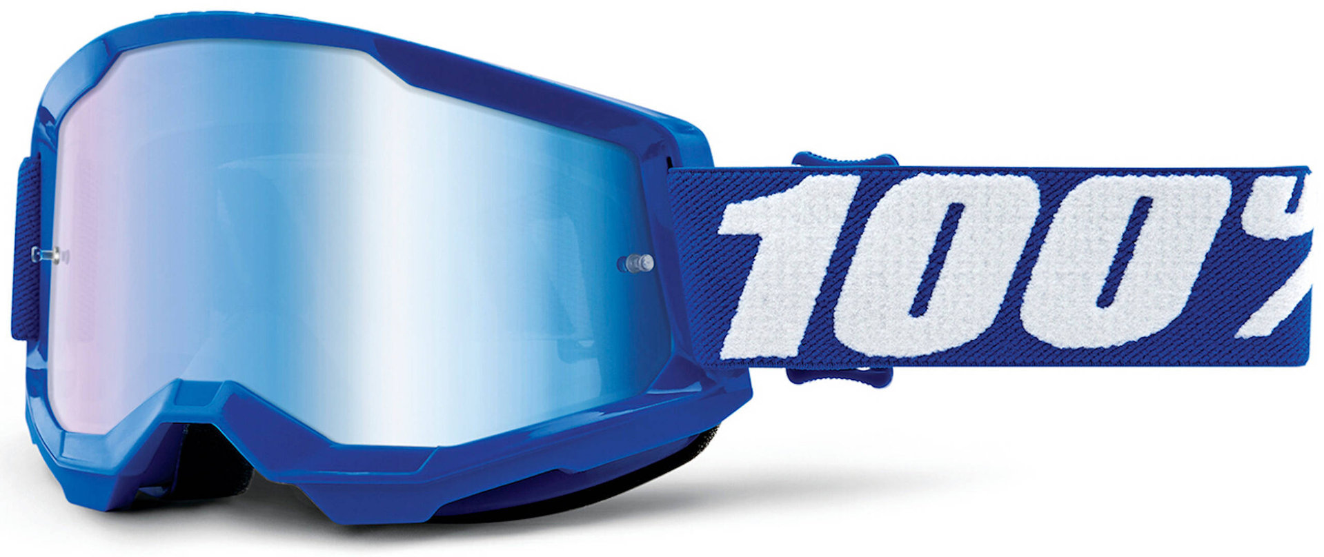 100% Strata 2 Chrome Motocross Goggles, white-blue, white-blue, Size One Size