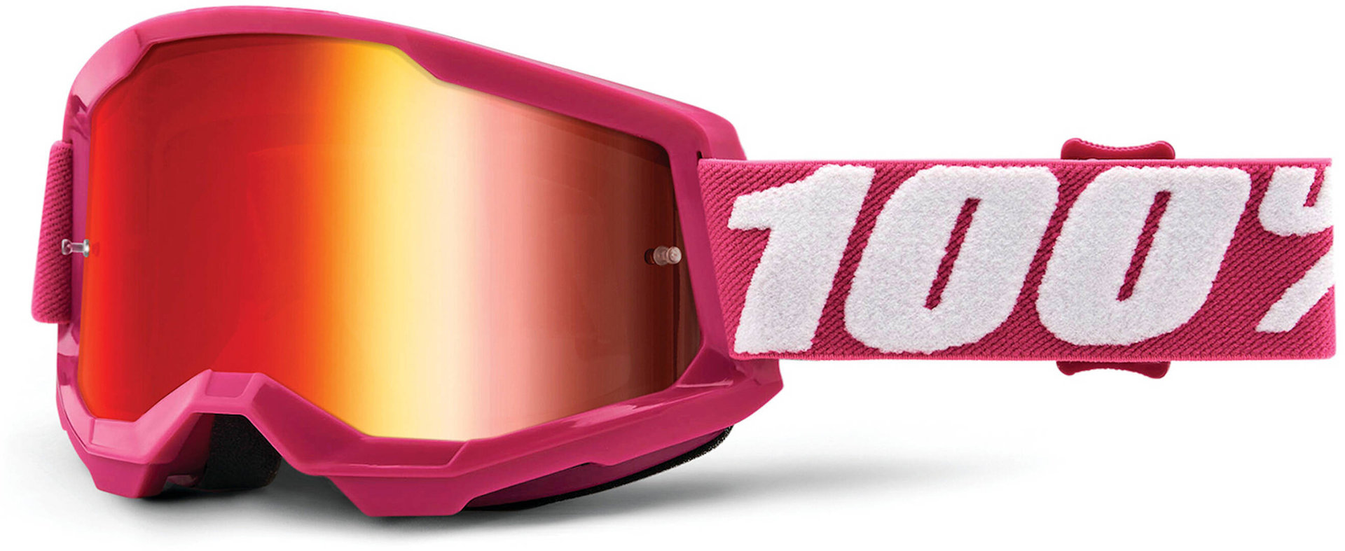 100% Strata 2 Chrome Motocross Goggles, white-pink, white-pink, Size One Size