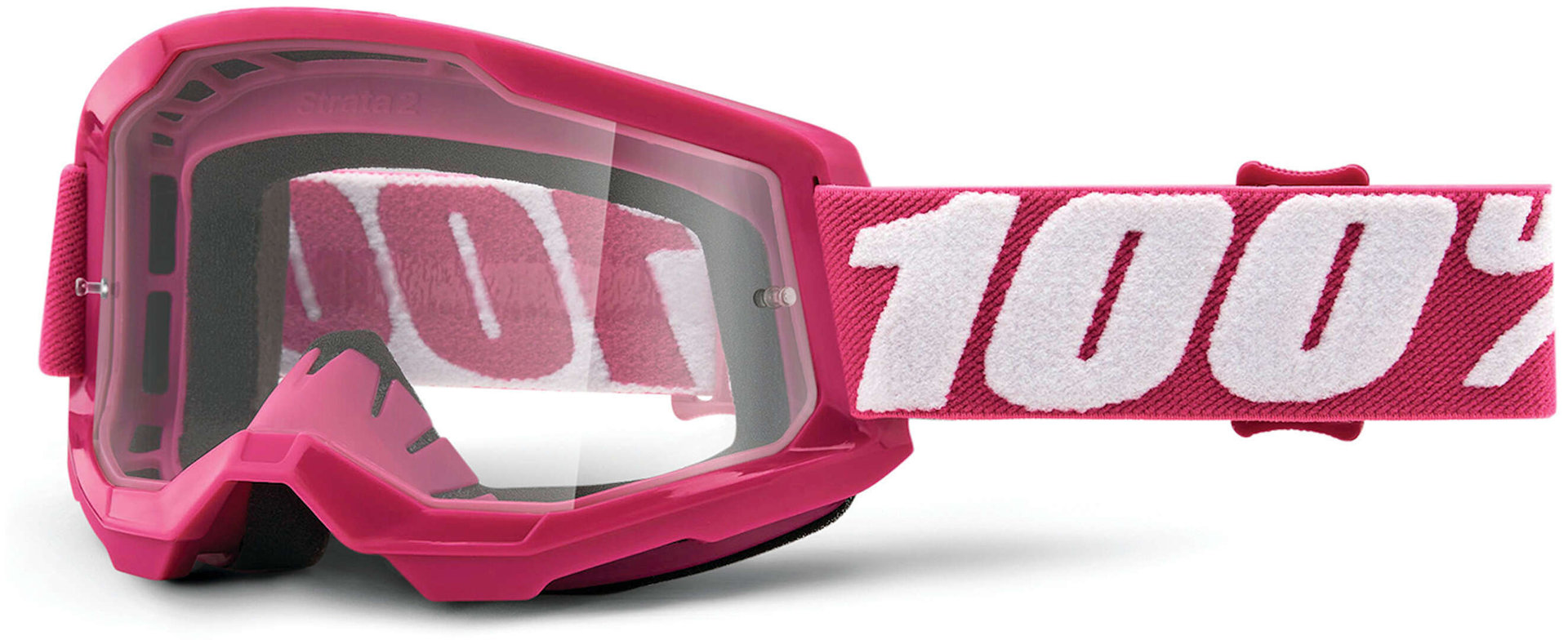Image of 100% Strata 2 Clear Occhiali da motocross, bianco-rosa