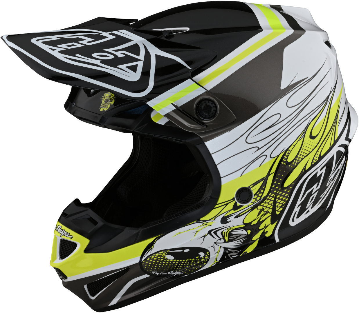 Troy Lee Designs SE4 Polyacrylite MIPS Skooly Youth Motocross Helmet, black-white-yellow, Size L, black-white-yellow, Size L