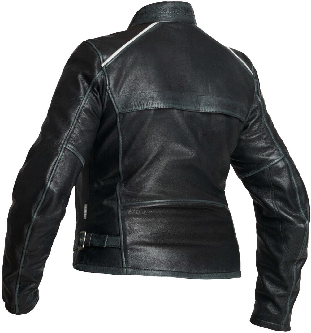Side view of Halvarssons Nyvall Ladies Motorcycle Leather Jacket, black, Size 38 for Women