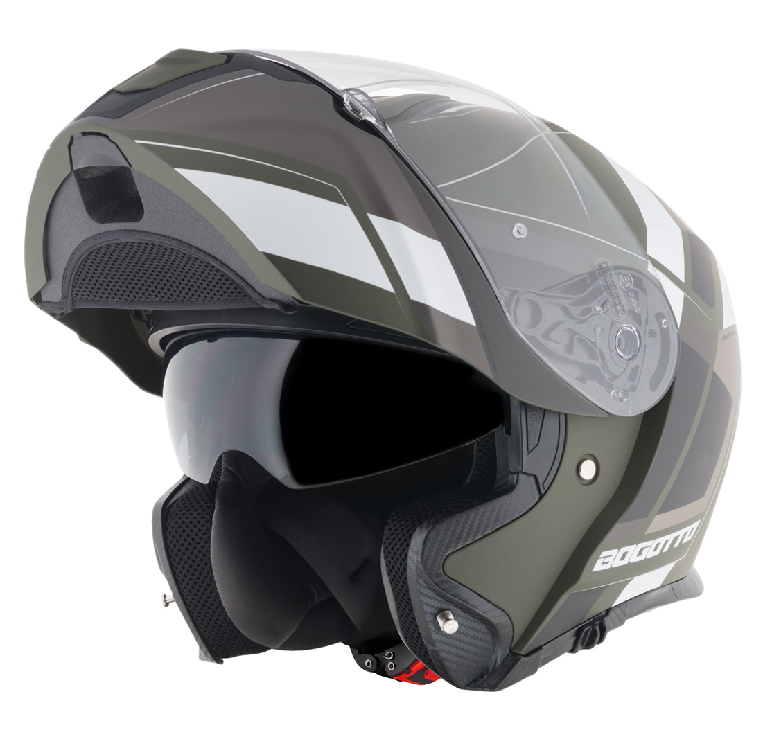 Bogotto FF403 Murata opklapbare helm, zwart-wit-groen, afmeting S voor man