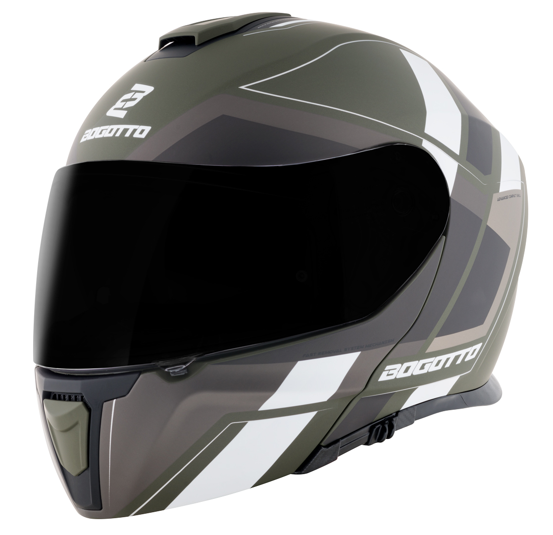 Bogotto FF403 Murata flip-up helmet, black-white-green, Size XS, black-white-green, Size XS