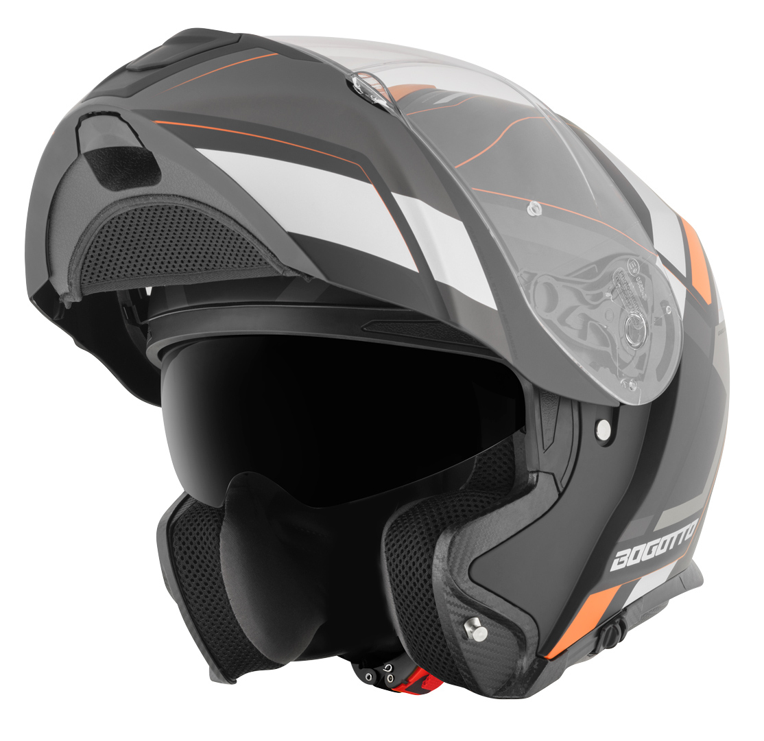 Bogotto FF403 Murata opklapbare helm, zwart-oranje, afmeting XS voor man