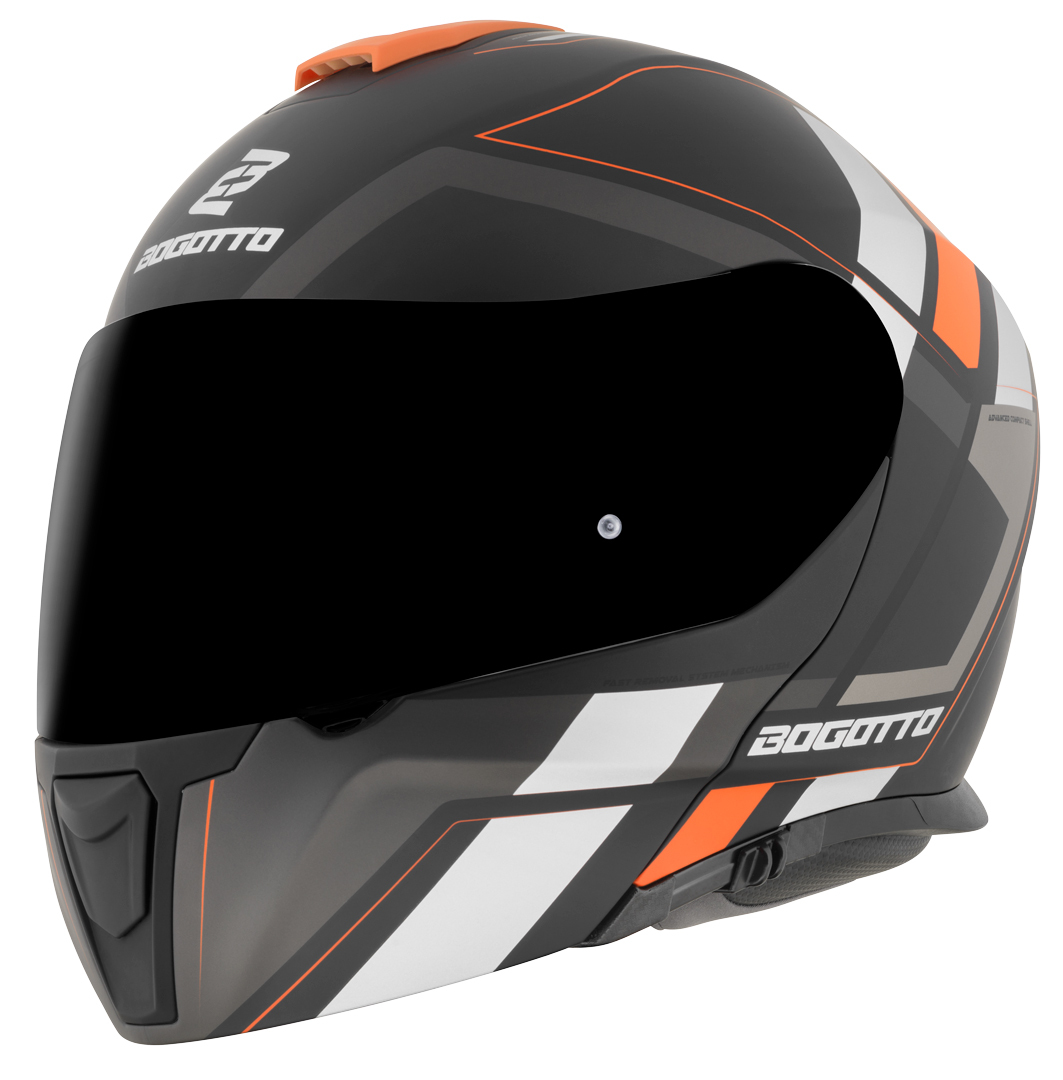 Bogotto FF403 Murata flip-up helmet, black-orange, Size XS, black-orange, Size XS