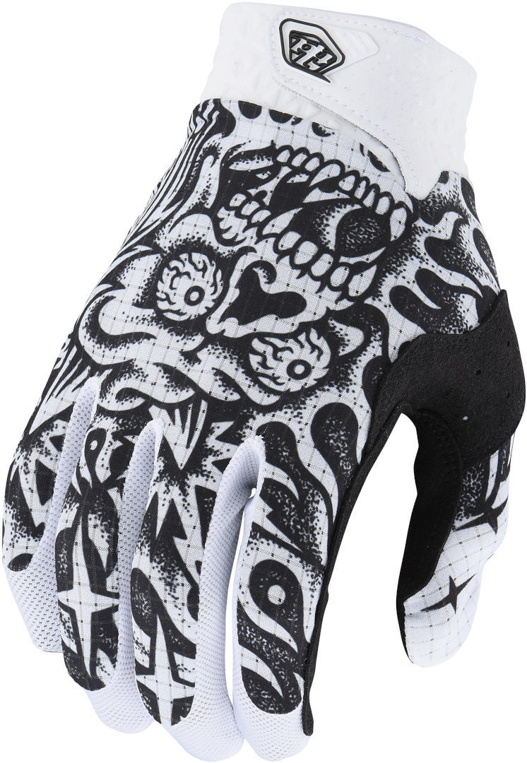 Troy Lee Designs Air Skull Demon Motocross Gloves, black-white, Size S, black-white, Size S