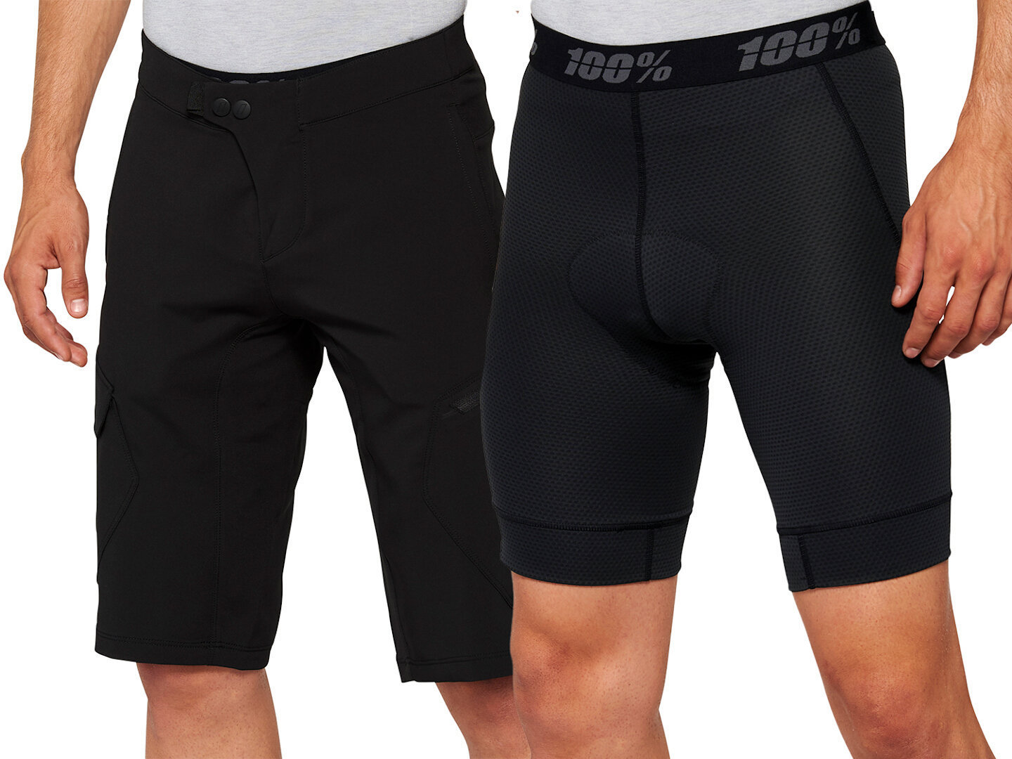 100% Ridecamp Bicycle Shorts, black, Size 38 for Men