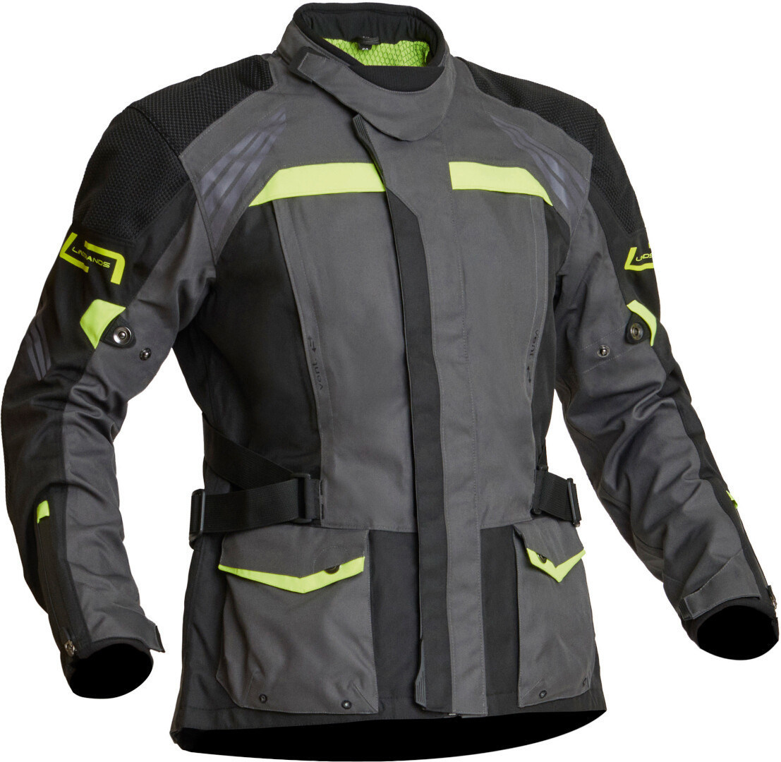 Lindstrands Transtrand Waterproof Motorcycle Textile Jacket, black-grey-yellow, Size 48, black-grey-yellow, Size 48
