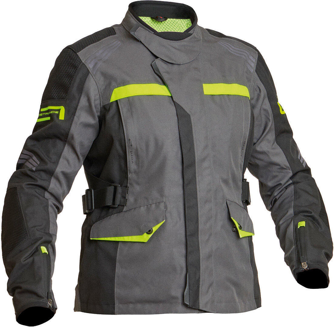 Lindstrands Granberg Waterproof Ladies Motorcycle Textile Jacke, black-grey-yellow, Size 36 for Women, black-grey-yellow, Size 36 for Women