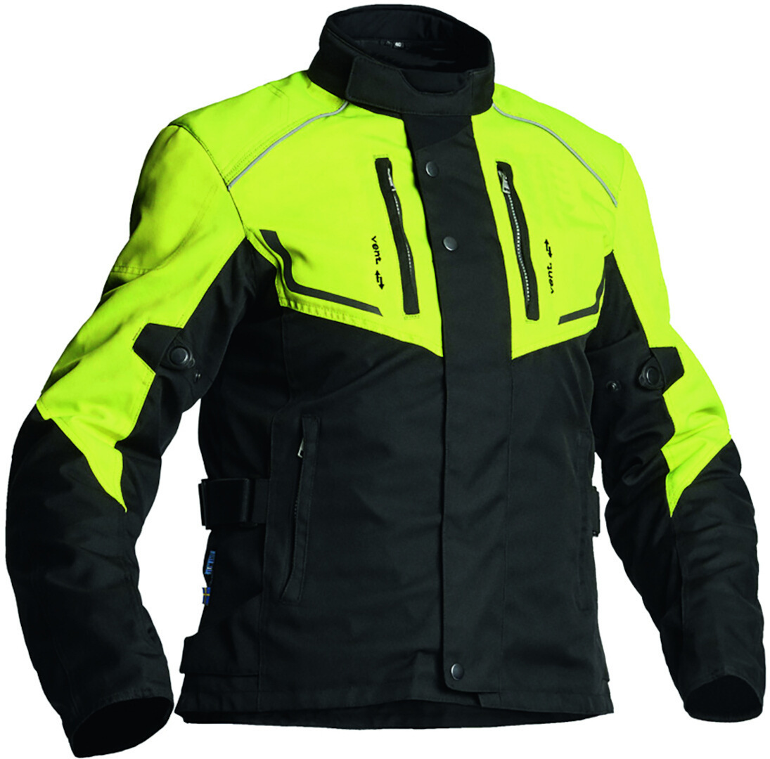 Lindstrands Halden Waterproof Ladies Motorcycle Textile Jacket, black-yellow, Size 36 for Women, black-yellow, Size 36 for Women
