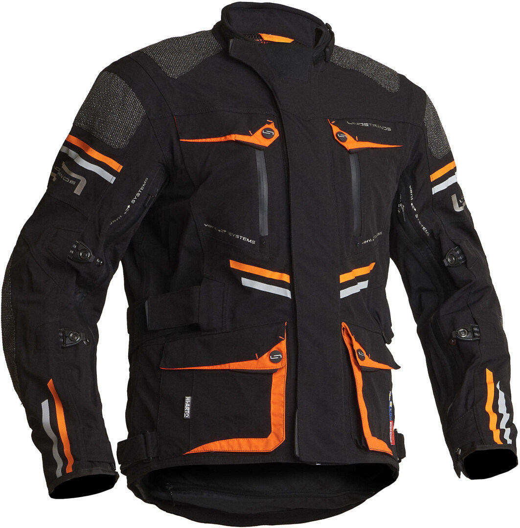 Lindstrands Sunne Waterproof Motorcycle Textile Jacket, black-orange, Size 54, black-orange, Size 54