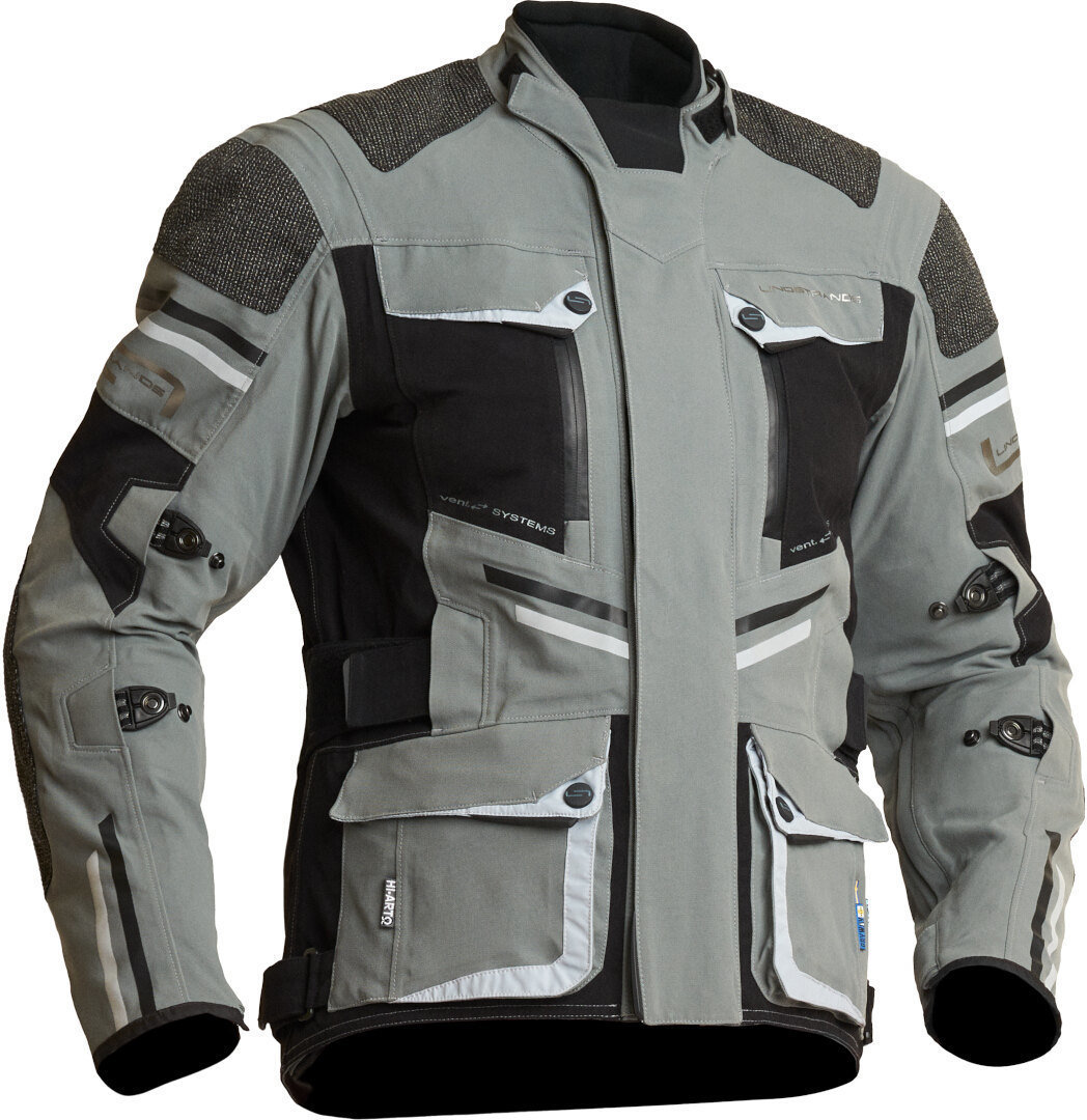 Lindstrands Sunne Waterproof Motorcycle Textile Jacket, black-grey, Size 62, black-grey, Size 62