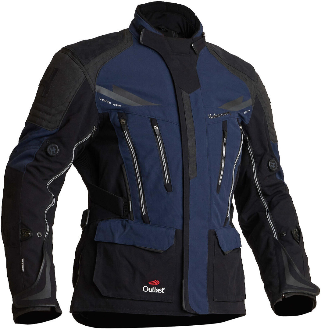 Halvarssons Mora Waterproof Motorcycle Textile Jacket, black-blue, Size 46, black-blue, Size 46