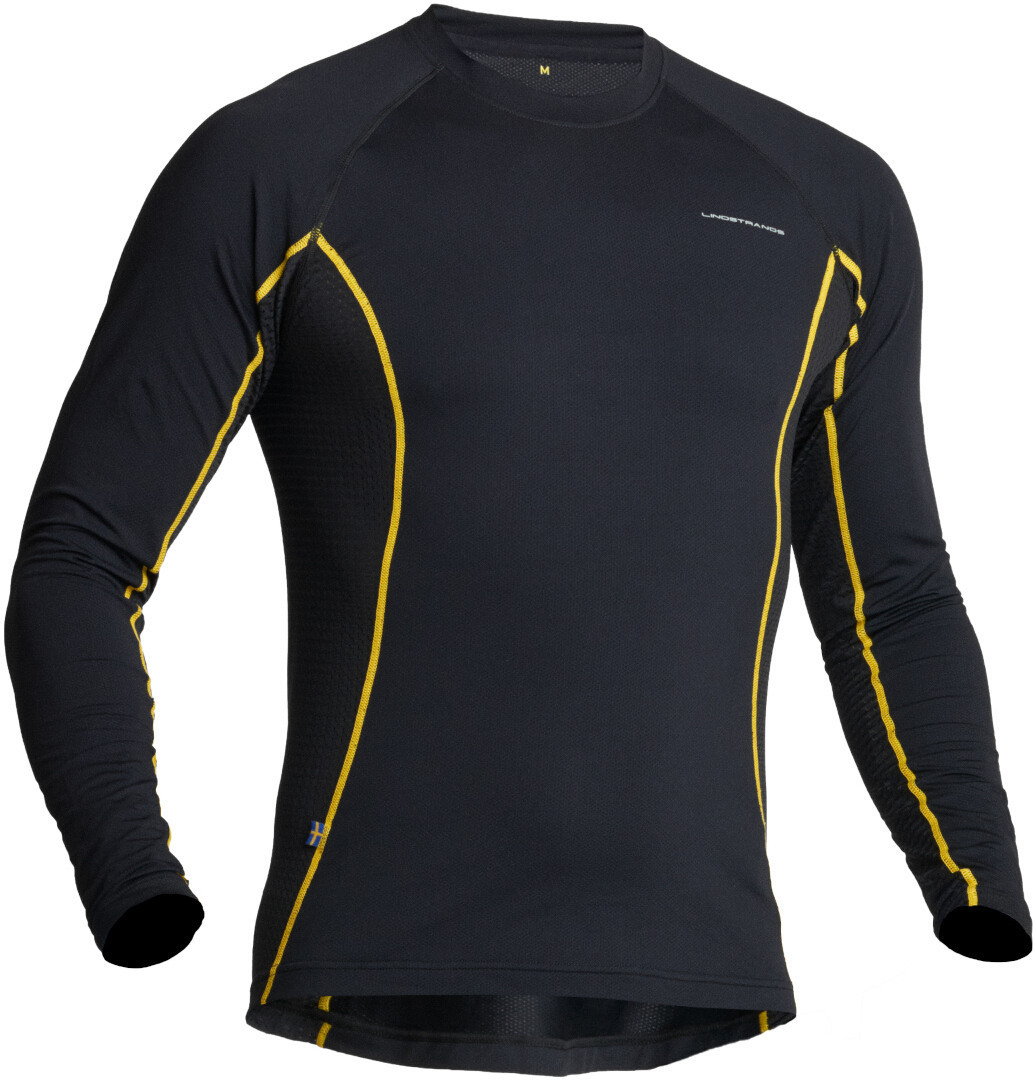 Lindstrands Dry Longsleeve Functional Shirt, black-yellow, Size M, black-yellow, Size M