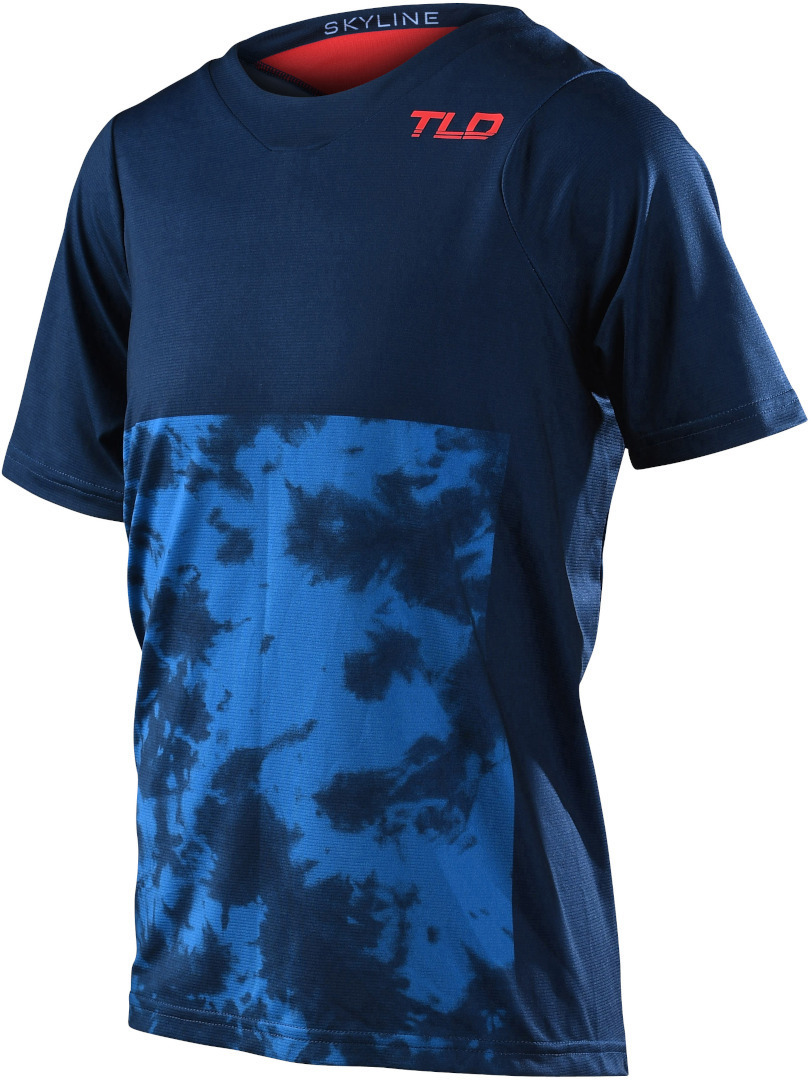 Troy Lee Designs Skyline Breaks Youth Shortsleeve Bicycle Jersey, black-red-blue, Size S, black-red-blue, Size S