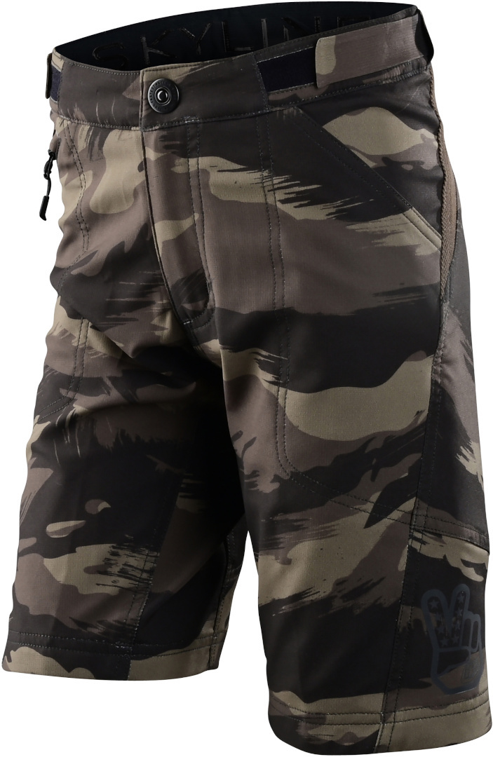 Troy Lee Designs Skyline Shell Brushed Camo Youth Bicycle Shorts, green-multicolored, Size XL, green-multicolored, Size XL