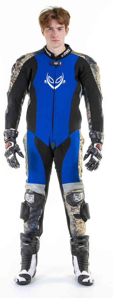 Virus Power Alien Denim blauer Airbag 1-Teiler Motorrad Textilkombi