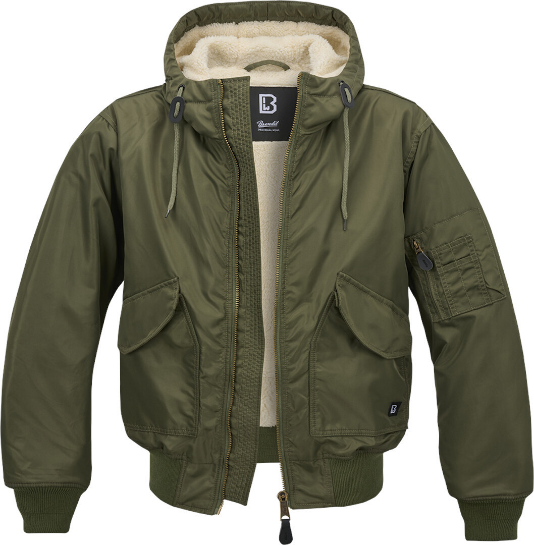 Brandit CWU Hooded Jacket, green, Size S, green, Size S