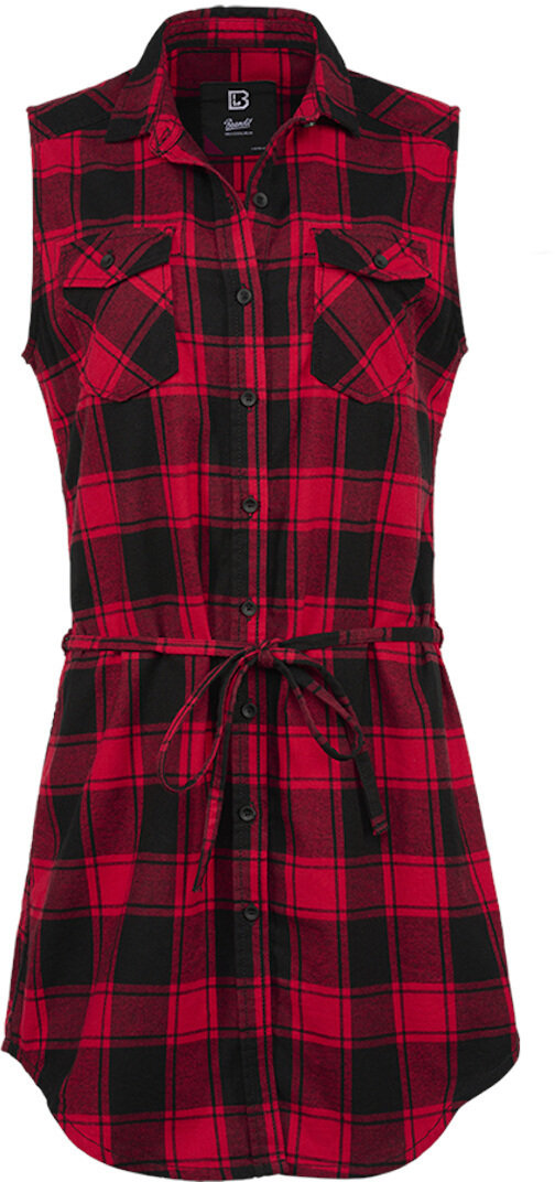 Brandit Gracey sleeveless Longshirt, black-red, Size XS for Women, black-red, Size XS for Women