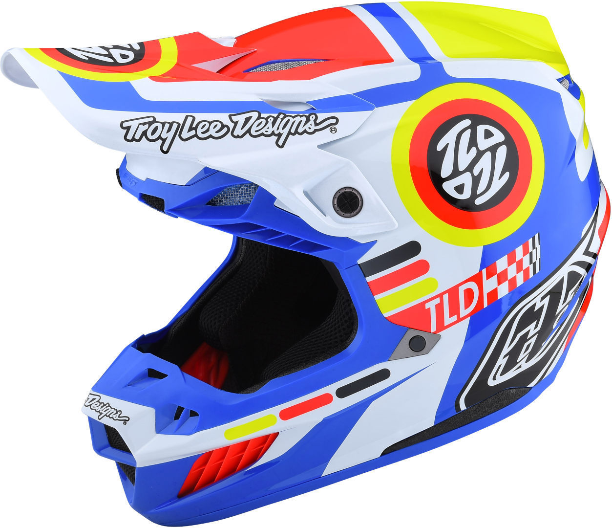 Troy Lee Designs SE5 Drop In MIPS Motocross Helmet, white-red-blue, Size XL, white-red-blue, Size XL