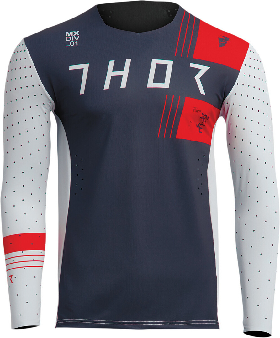 Thor Prime Strike Motocross Jersey, white-red-blue, Size L, white-red-blue, Size L