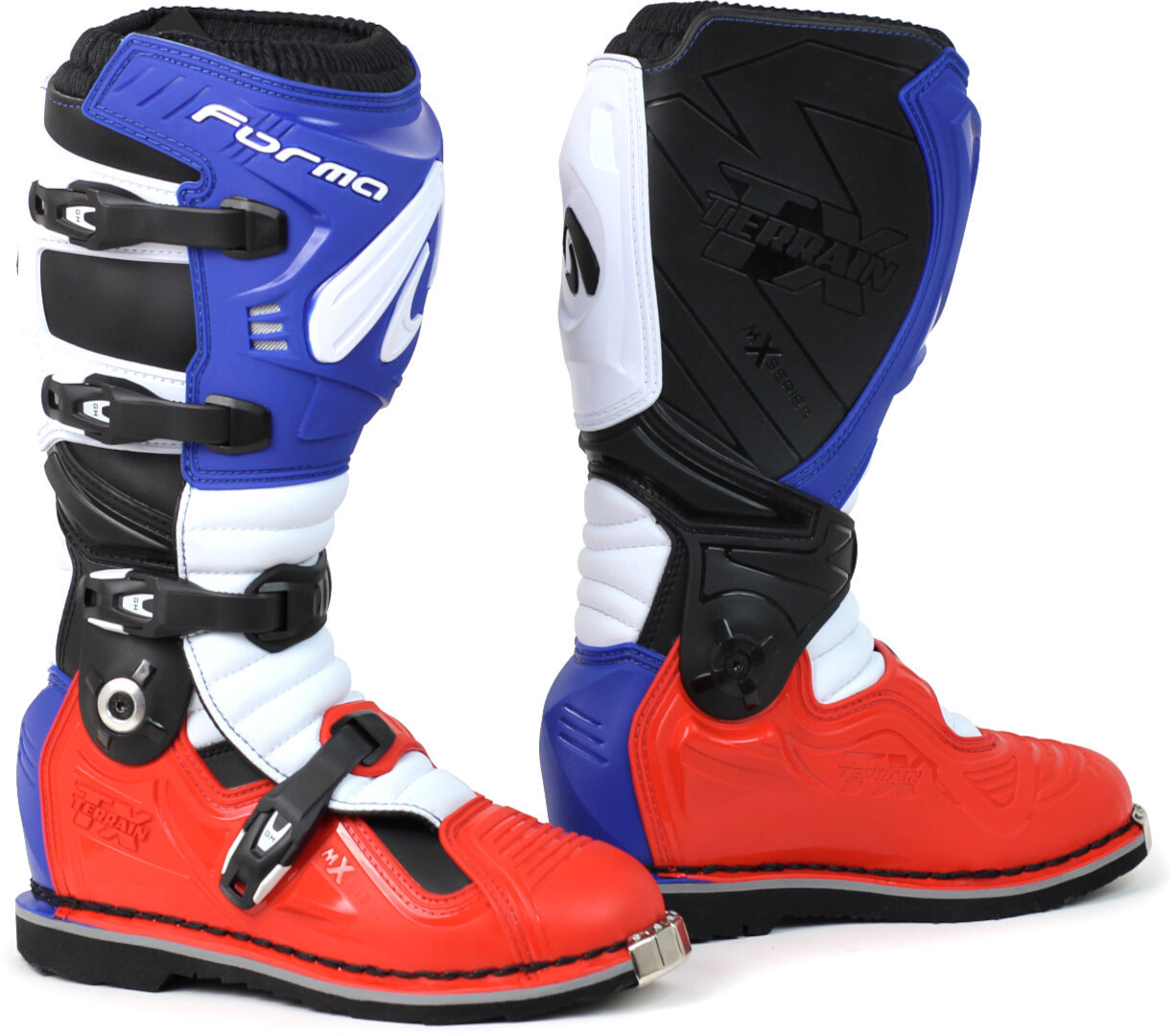 Forma Terrain Evolution TX Motocross Motorcycle Boot, white-red-blue, Size 40, white-red-blue, Size 40