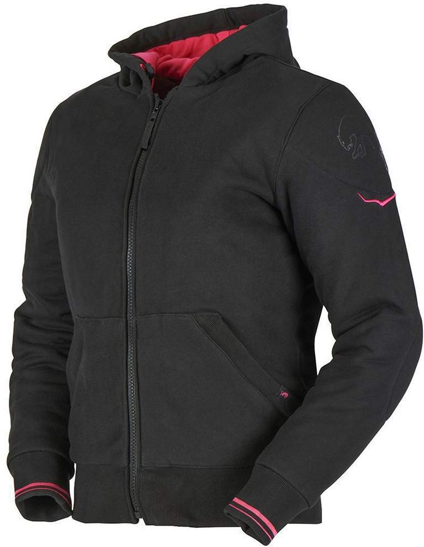 Side view of Furygan Luxio Evo Ladies Zip Hoodie, black-pink, Size 2XL for Women