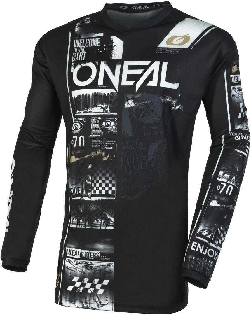 Image of Oneal Element Attack Maglia Motocross, nero-bianco, dimensione XL