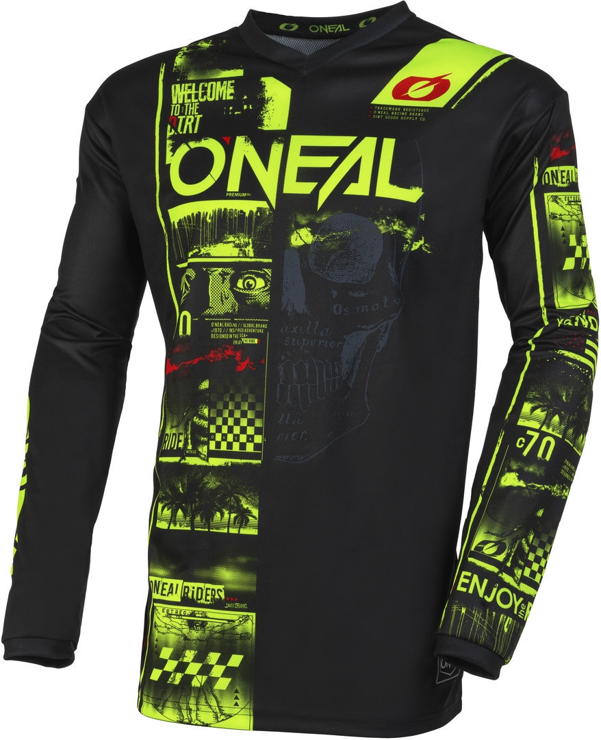 Oneal Element Attack Youth Motocross Jersey, black-yellow, Size XS, black-yellow, Size XS
