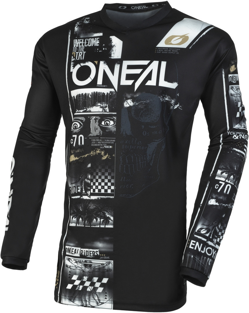 Oneal Element Attack Youth Motocross Jersey, black-white, Size XS, black-white, Size XS