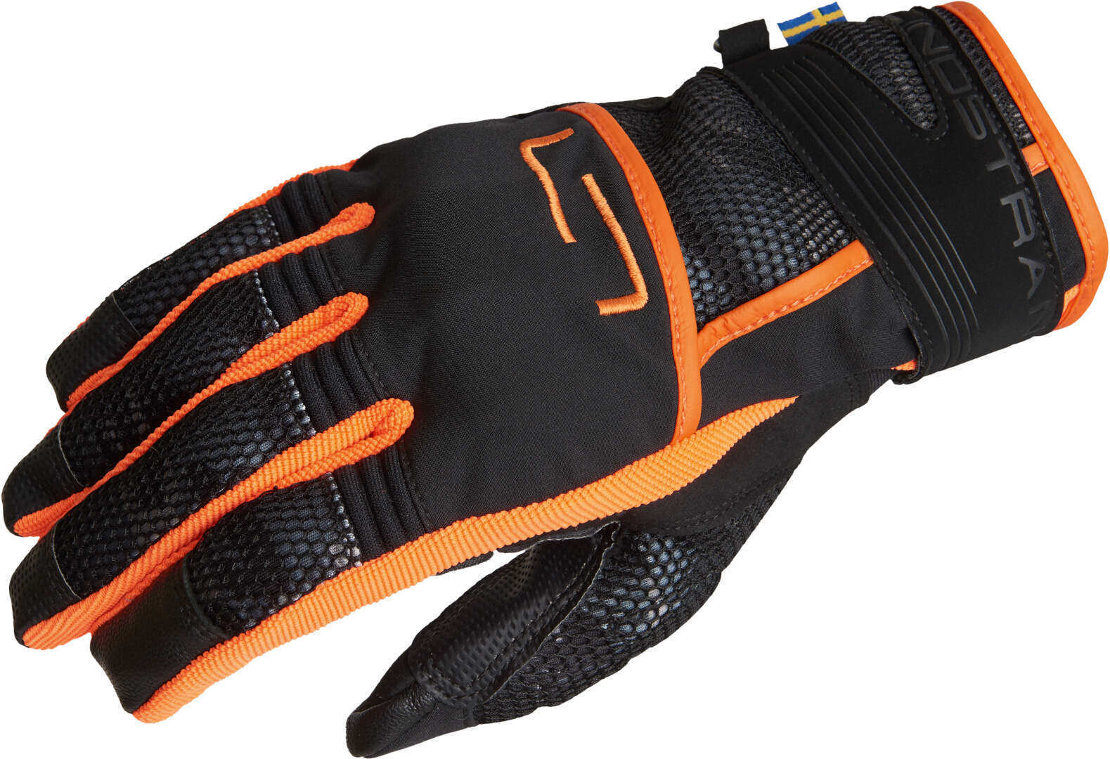 Lindstrands Nyhusen Motorcycle Gloves, black-orange, Size S M, black-orange, Size S M