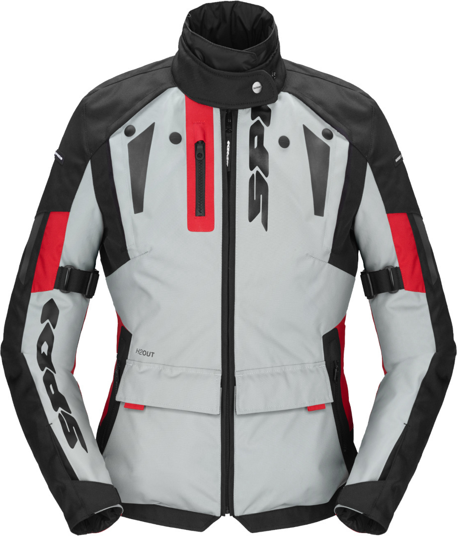 Spidi Crossmaster Motorcycle Textile Jacket, black-grey-red, Size XS for Women, black-grey-red, Size XS for Women