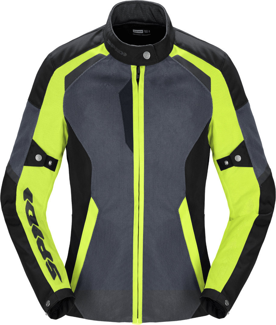 Spidi Tek Net Ladies Motorcycle Jacket, black-grey-yellow, Size XS for Women, black-grey-yellow, Size XS for Women