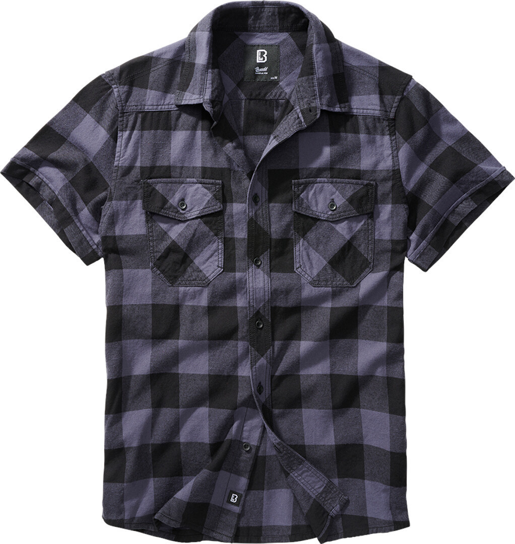 Brandit Checkshirt Short Sleeve Shirt, black-grey, Size S, black-grey, Size S
