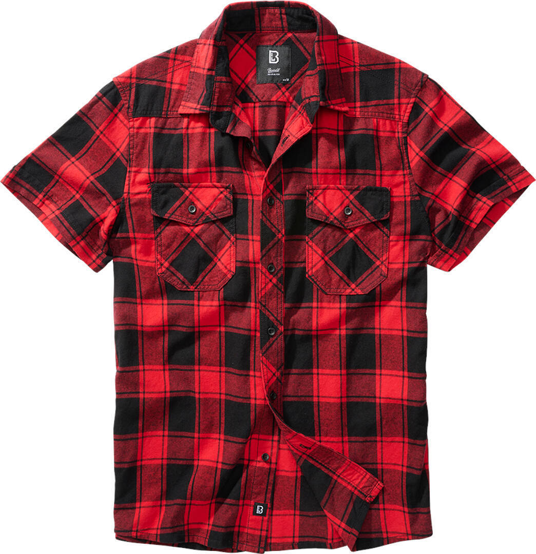 Brandit Checkshirt Short Sleeve Shirt, black-red, Size S, black-red, Size S