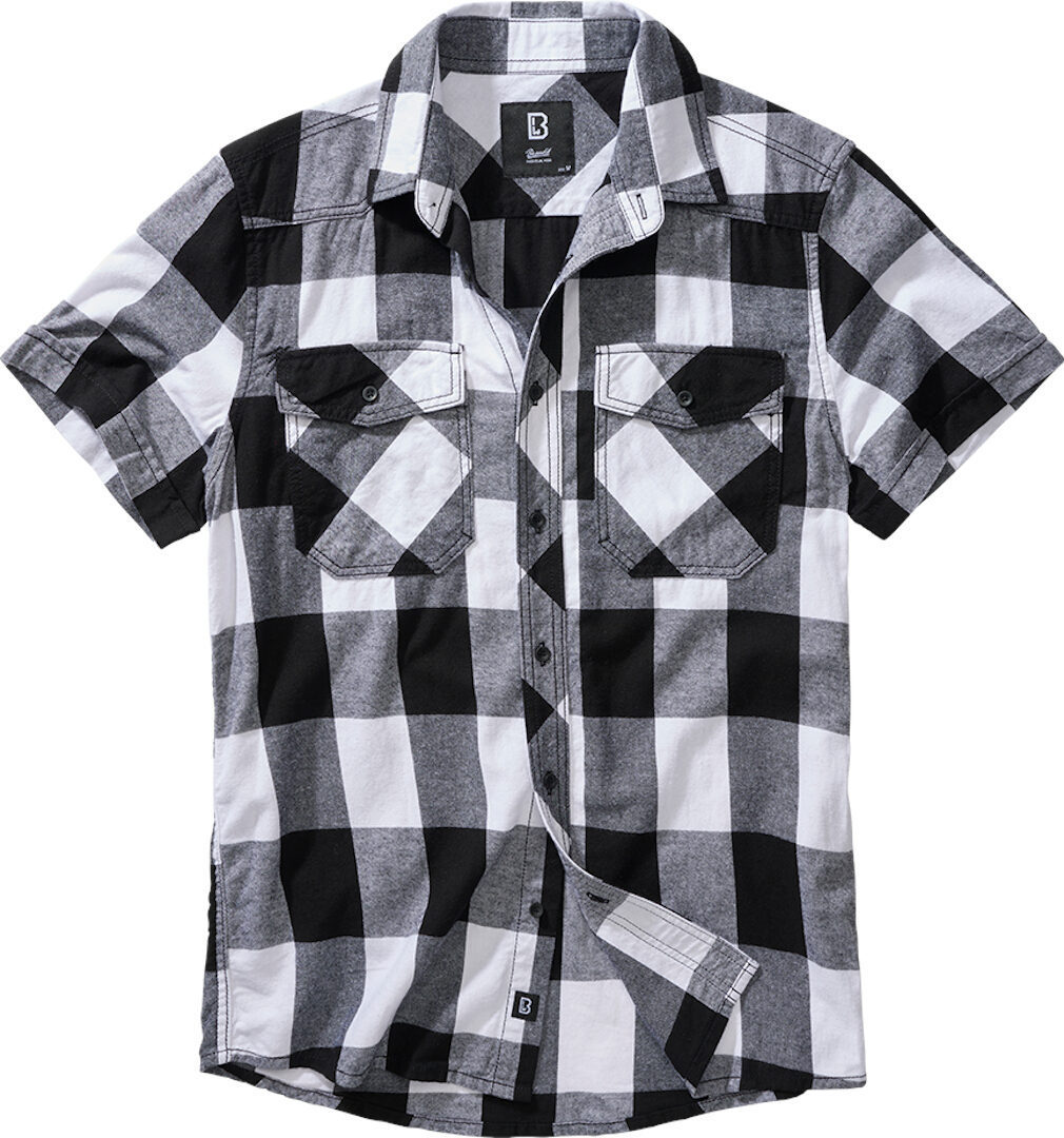 Image of Brandit Checkshirt Camicia a maniche corte, nero-bianco, dimensione 2XL